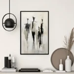 Hand-Painted Black & White Figures Painting