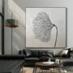 Abstract Black Silver Line Painting - Image 6