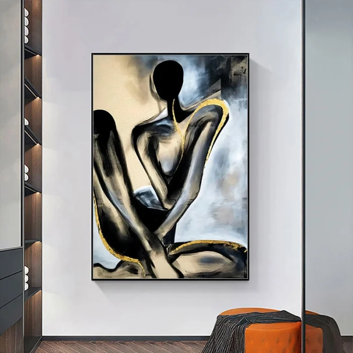 Abstract Gold Portrait Painting - Image 1