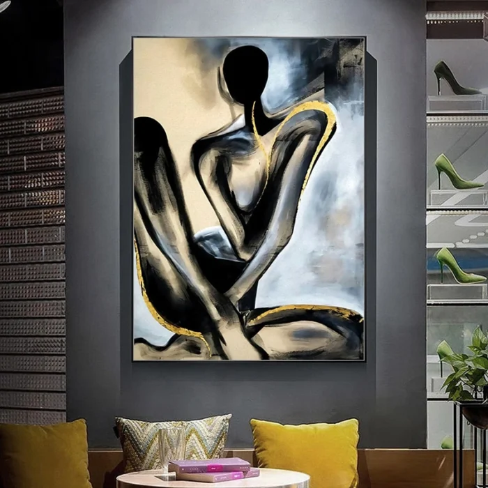 Abstract Gold Portrait Painting - Image 4