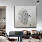 Abstract Black Silver Line Painting - Image 4