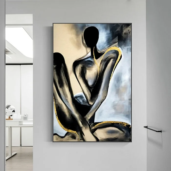 Abstract Gold Portrait Painting - Image 3