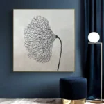 Abstract Black Silver Line Painting - Image 3