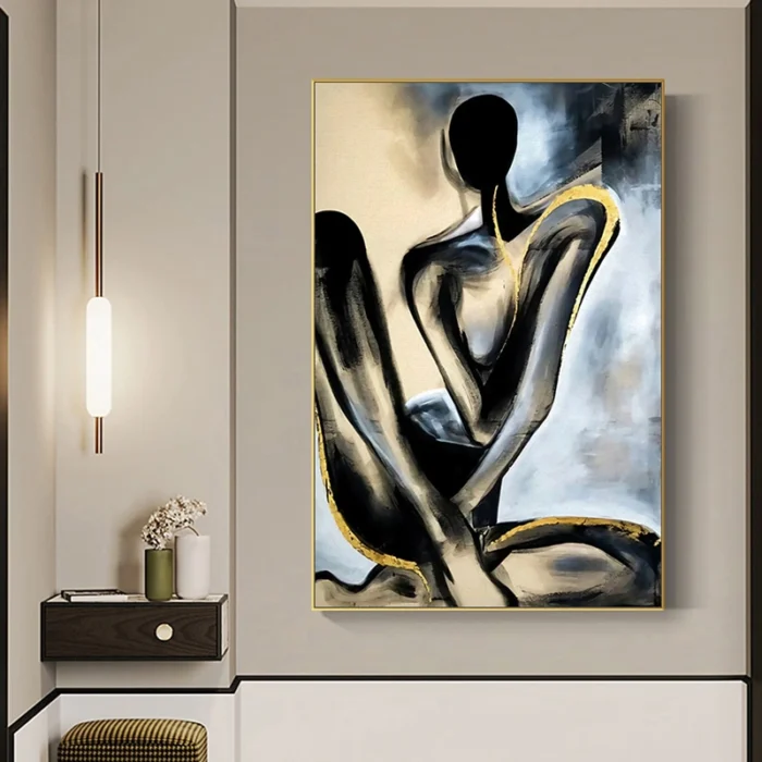 Abstract Gold Portrait Painting - Image 2