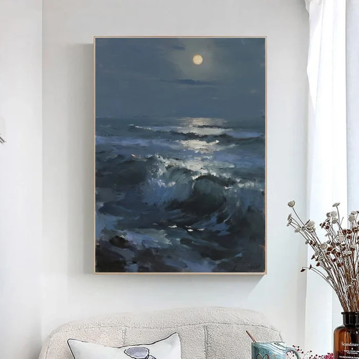 Texture Seascape Painting Thick Oil Art - Image 1