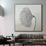 Abstract Black Silver Line Painting