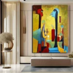 Hand Paint Large Abstract Lady Painting Portrait Painting - Image 2
