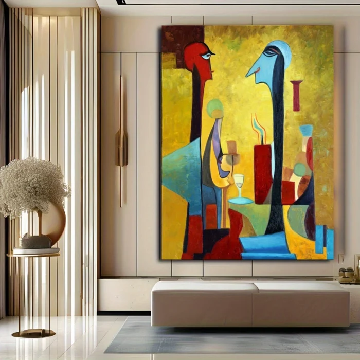 Hand Paint Large Abstract Lady Painting Portrait Painting - Image 2