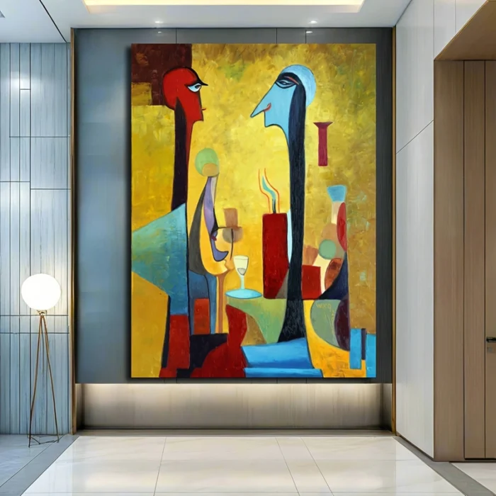 Hand Paint Large Abstract Lady Painting Portrait Painting - Image 1