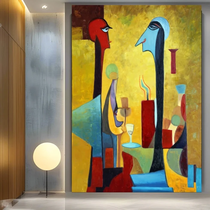 Hand Paint Large Abstract Lady Painting Portrait Painting - Image 3