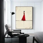 Elegant Red Clothed Figure Painting - Image 5