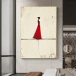 Elegant Red Clothed Figure Painting - Image 4