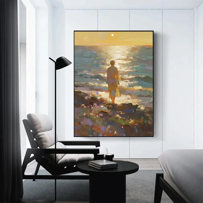 Girl On The Seaside Oil Painting - Image 1