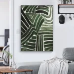 Handpaint Green Abstract Painting - Image 4