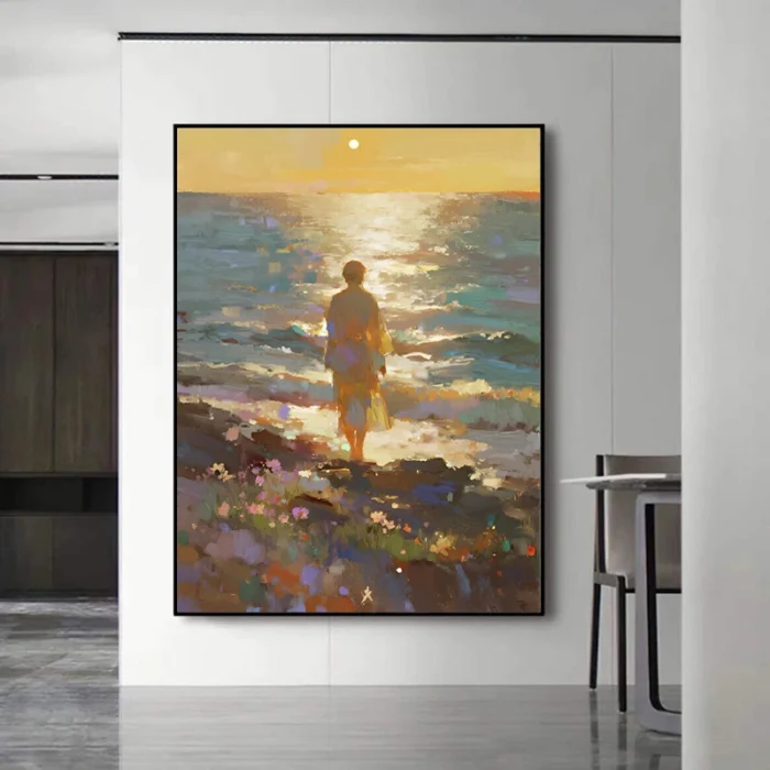 Girl On The Seaside Oil Painting - Image 4