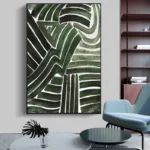 Handpaint Green Abstract Painting - Image 3