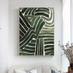 Handpaint Green Abstract Painting - Image 2