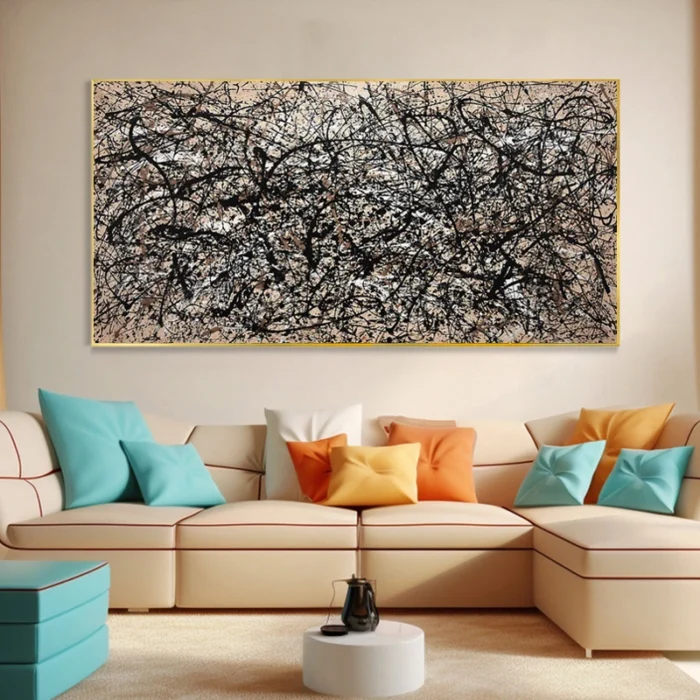 White Black Line Graffiti Painting - Image 1