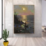 Lonely Boat At Night Oil Painting