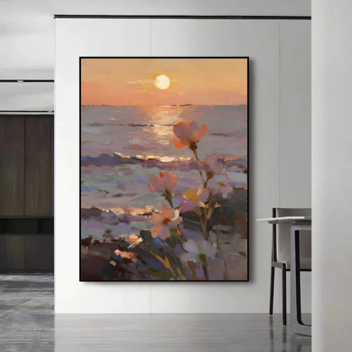 Flowers By The Sea Oil Painting - Image 4