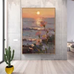 Flowers By The Sea Oil Painting - Image 3