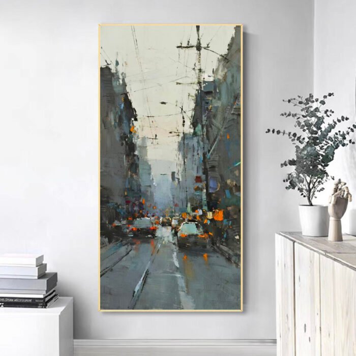 Texture Painting Of City Street Scene - Image 1