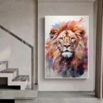 Colorful Lion Oil Painting - Image 4