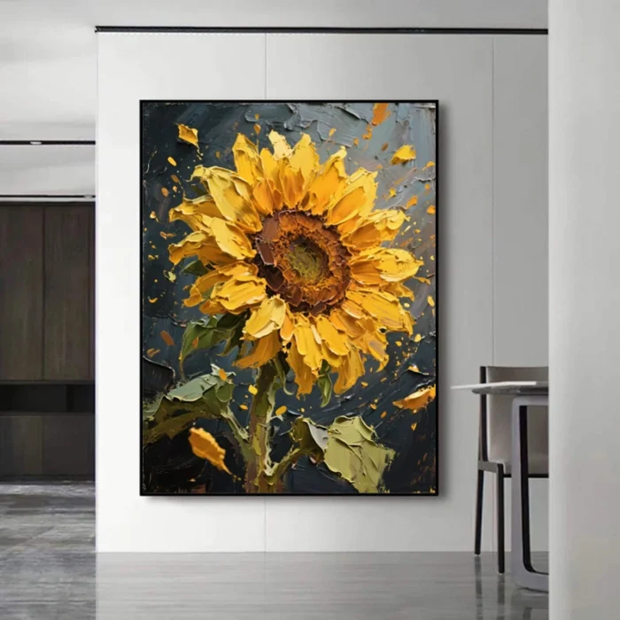 3D Thick Oil Painting Sunflower - Image 4