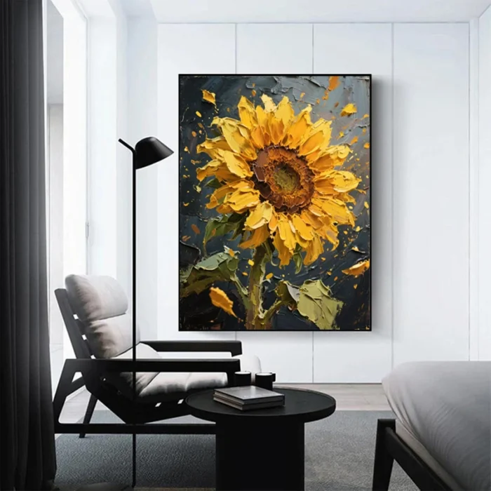 3D Thick Oil Painting Sunflower - Image 3