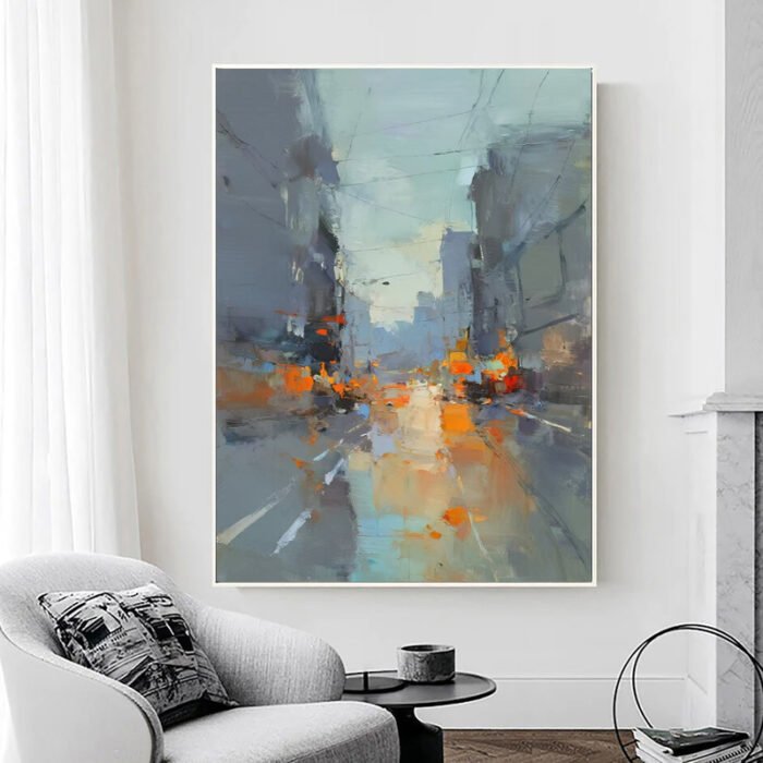 City Street Scene Knife Painting - Image 2