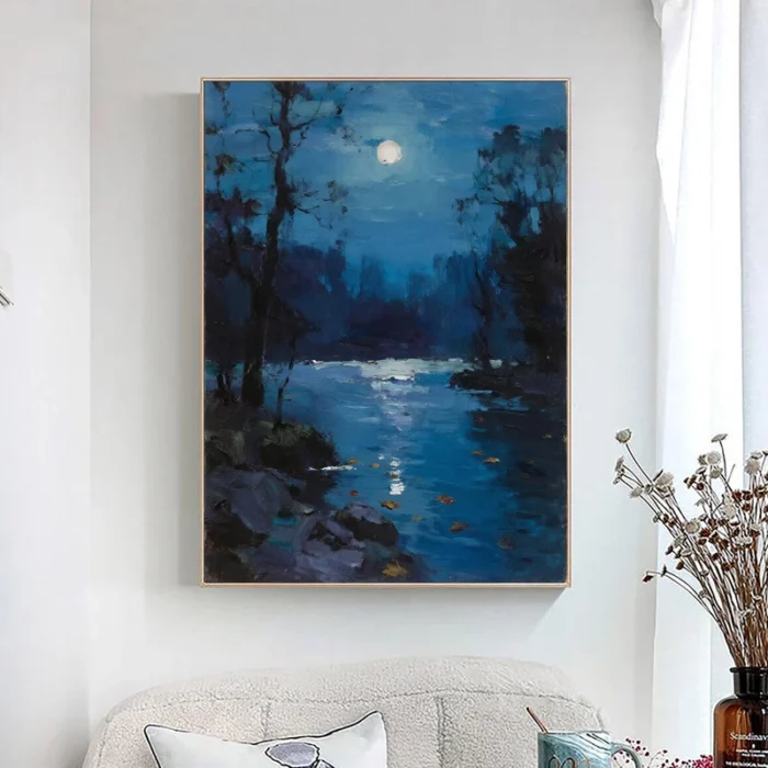 The Lake Under The Moonlight Painting - Image 1