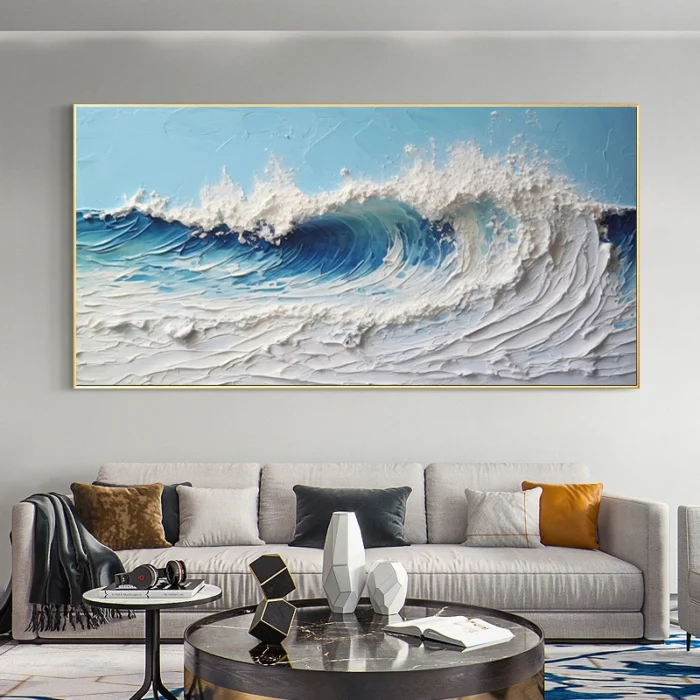 3D Ocean Hand Texture Oil Painting - Image 1