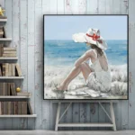 Woman On Beach Canvas Wall Art Picture - Image 4