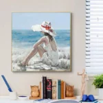 Woman On Beach Canvas Wall Art Picture - Image 2