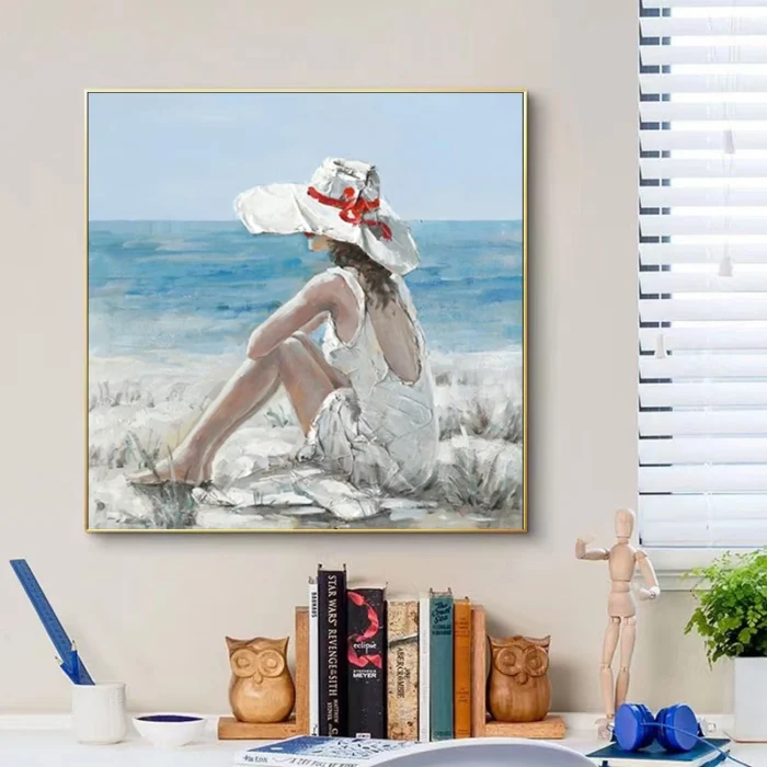 Woman On Beach Canvas Wall Art Picture - Image 2