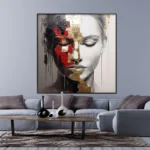 Red Black White Portrait Of A Girl - Image 3