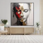 Red Black White Portrait Of A Girl - Image 2