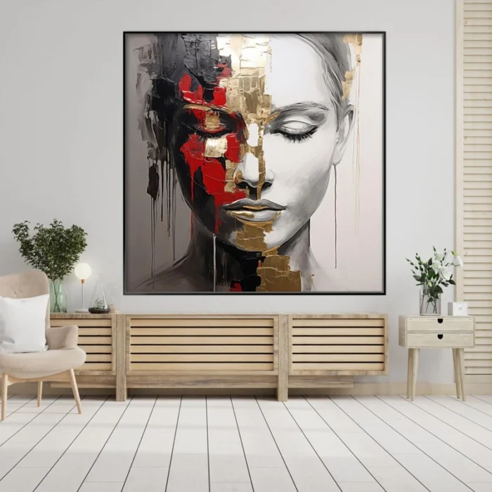 Red Black White Portrait Of A Girl - Image 2