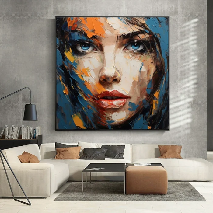 Textured Face Of Girl Painting
