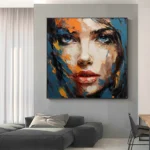 Textured Face Of Girl Painting - Image 4
