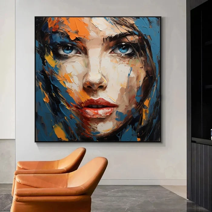 Textured Face Of Girl Painting - Image 2