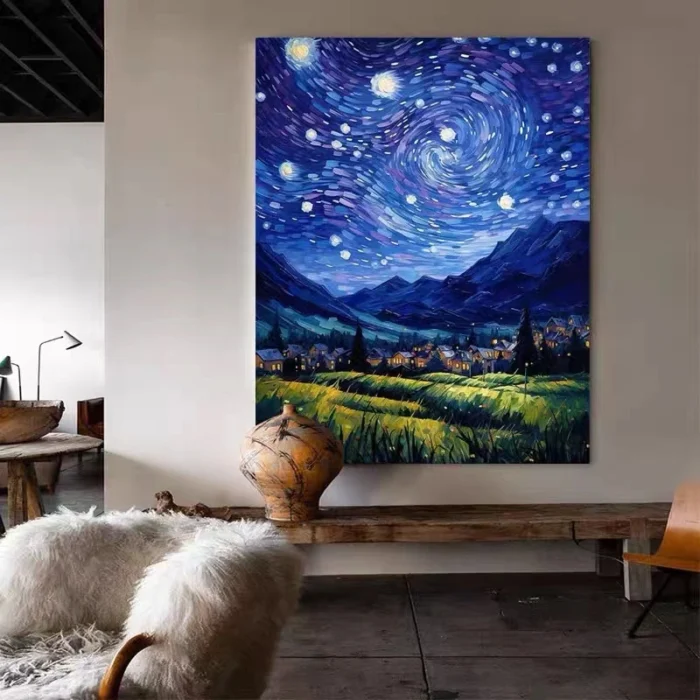 Nordic Style Simple Abstract Starry Sky Oil Painting - Image 5