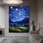 Nordic Style Simple Abstract Starry Sky Oil Painting - Image 3