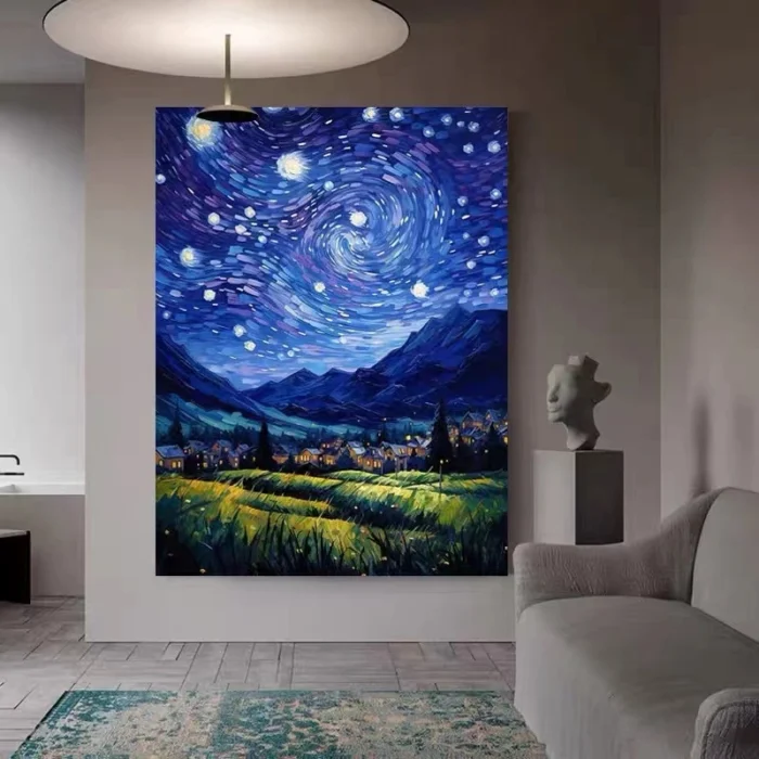 Nordic Style Simple Abstract Starry Sky Oil Painting - Image 3