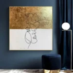 Gold Leaf Painting Texture Line Abstract Face - Image 4