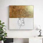 Gold Leaf Painting Texture Line Abstract Face - Image 2