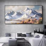 Snowy Mountain Canvas Oil Painting - Image 2