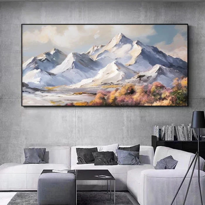 Snowy Mountain Canvas Oil Painting - Image 2
