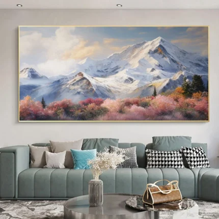 Snowy Mountain Range Canvas Oil Painting