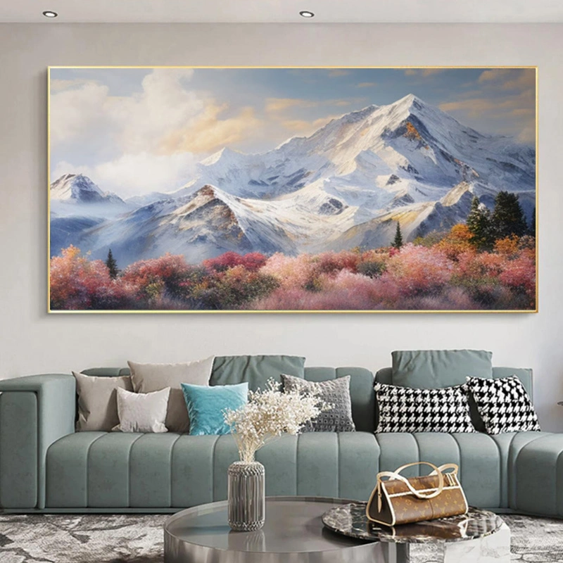 Snowy Mountain Range Canvas Oil Painting